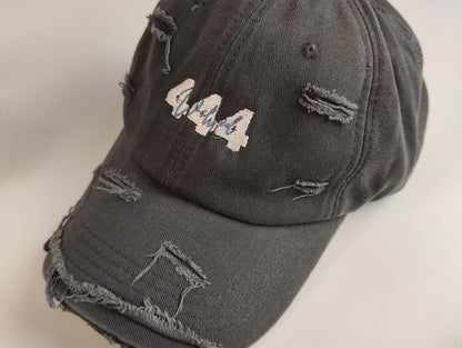 "444" Distressed Hat