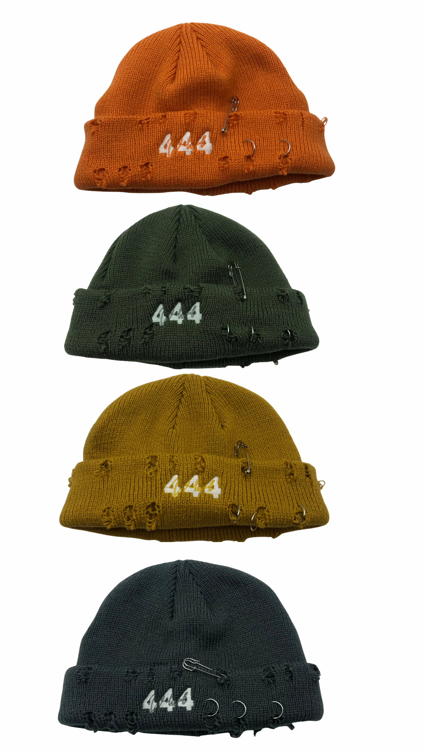 “444” Distressed Beanie