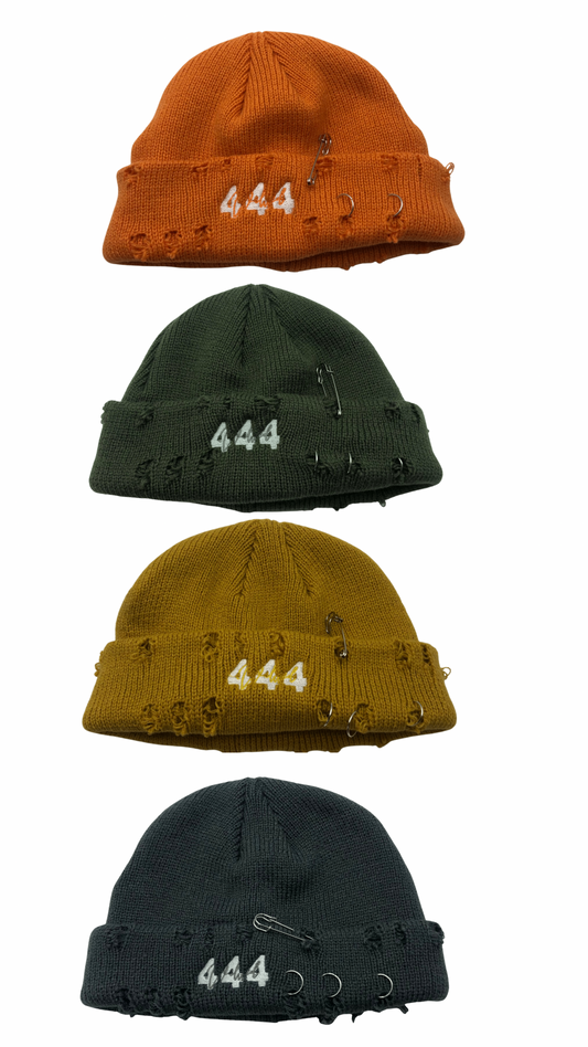 “444” Distressed Beanie