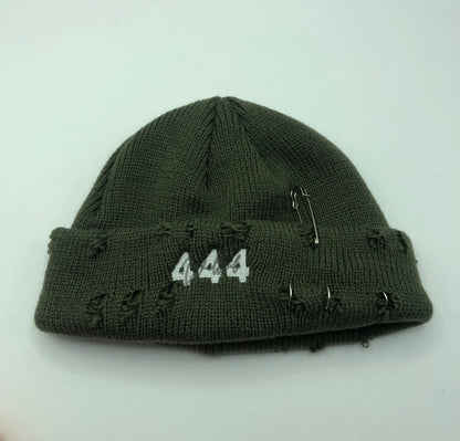 “444” Distressed Beanie